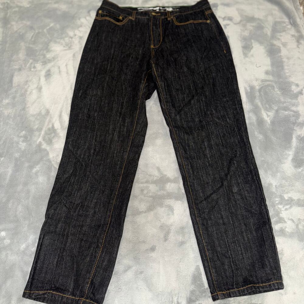 LRG Lifted Research Group Mens 36 True Taper Jeans Black Raw Denim